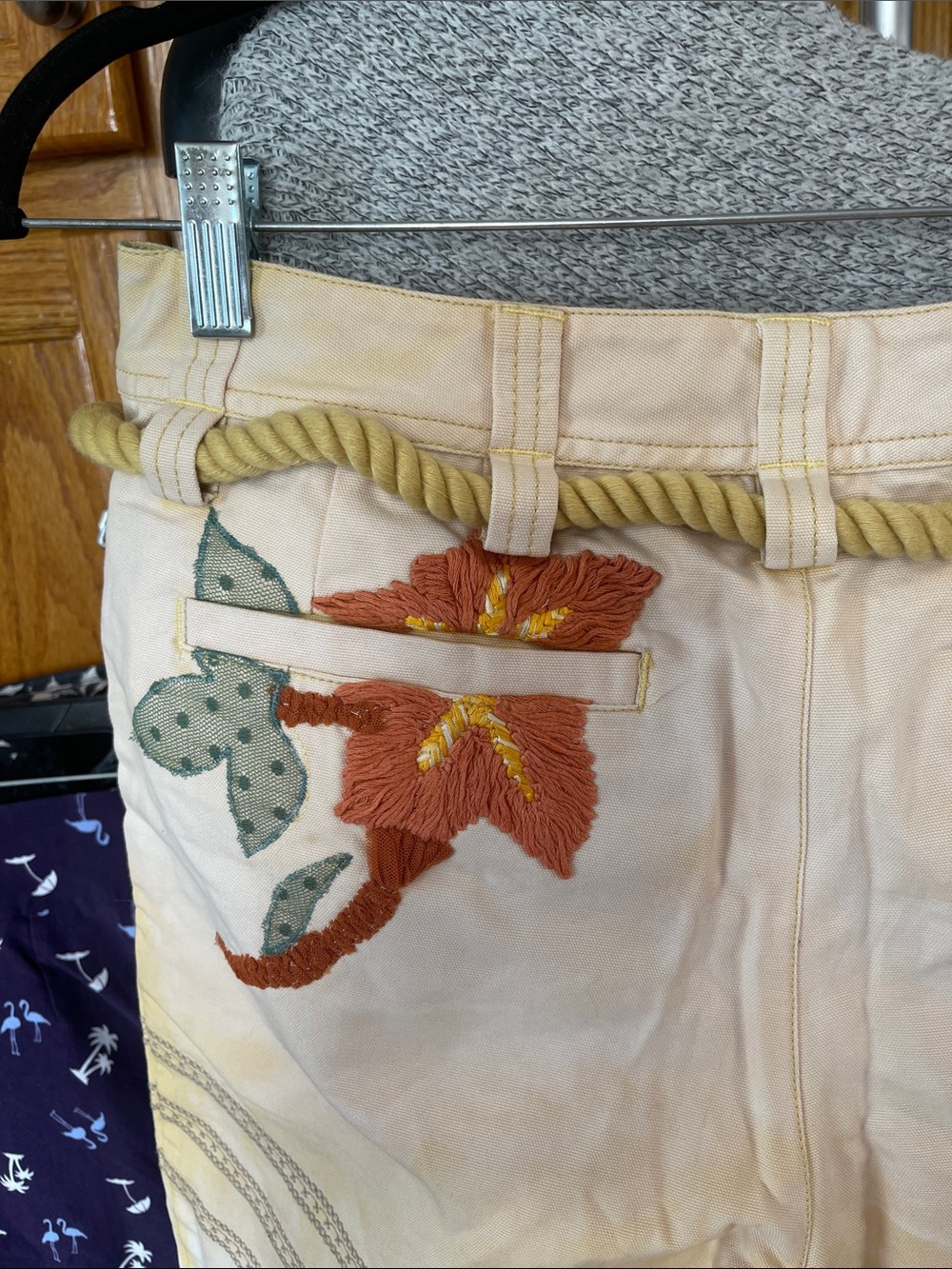 We The Free Women Size 8 Electric Sands Embroidered Pants Rope-Handle - Picture 10 of 13